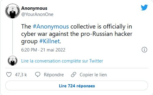 Tweet Anonymous pour officialiser leurs attaques.