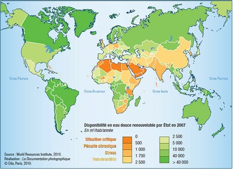 La disponibilité de la ressource en eau (Rapport Assemblée nationale sur la géopolitique de l'eau- 2011)